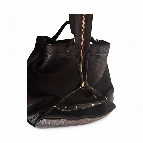 Tory Burch Black Leather Drawstring Bag - Picture 4 of 4